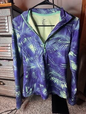 Nike Dri-FIT Purple & Lime Patterned Half-Zip Utility Jacket